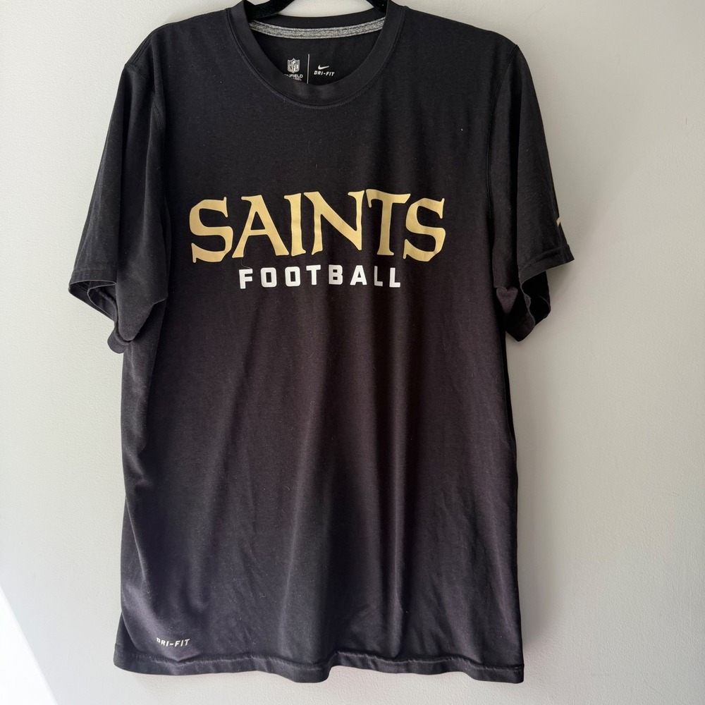 Nike‎ T-Shirt Mens Medium Black Good New Orleans Saints NFL Dri-FIT Onfield Tee